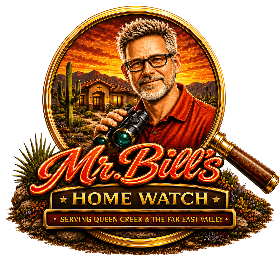 Mr. Bill with magnifying glass — detailed home inspection